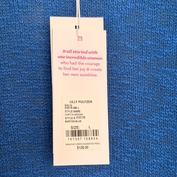 Lilly Pulitzer Faretta Barton Blue Cardigan Women’s Size Large NWT - Picture 3 of 5
